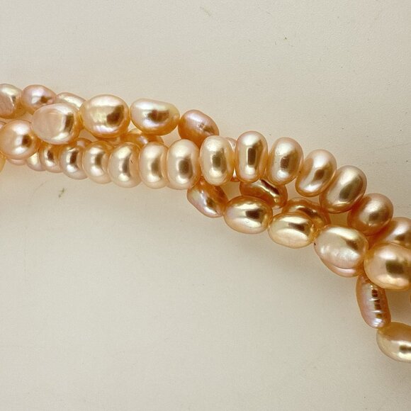 Honora Pearl Necklace Floral Flower Sterling Silver Pink Pendant Triple Strand - Picture 7 of 16